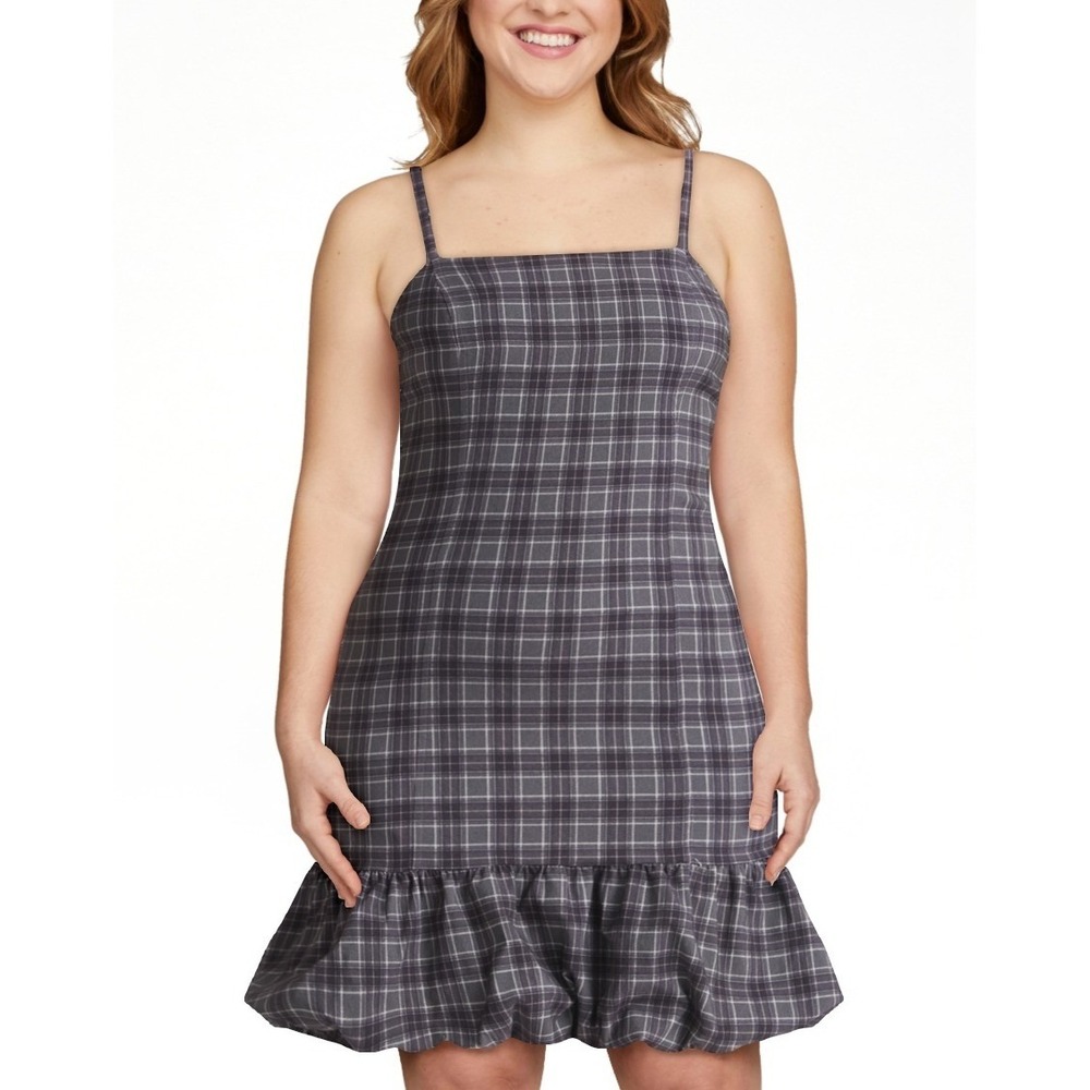Madden NYC Grey Mini Dress Spaghetti‎ Strap Bubble Hem XL / #26212